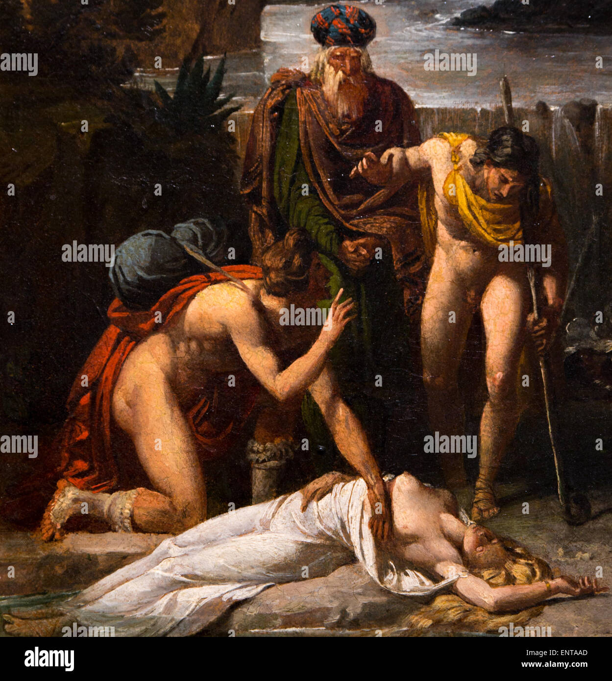 ActiveMuseum 0005915.jpg / Zénobie trouvée par des bergers sur les bords de l'Araxe. Zénobie est l'épouse d'Rhadamistus roi d'Ibérie et la fille du roi Mithridate d'Arménie. Elle a été poignardée par son mari et jeter dans l'Araxe pour échapper à la révolte du père, assassiné par Rhadamistus sujets. Elle a été découverte sans vie par des bergers et a été ramené à la vie. 05/12/2013 - Collection / 19e siècle / Active Museum Banque D'Images