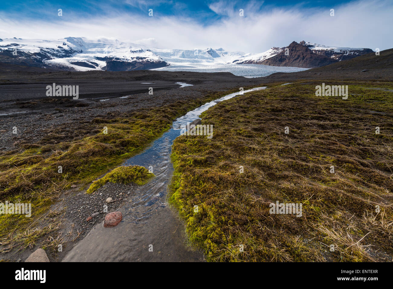 Islande - Paysage Fjallsarlon Lagoon et les montagnes Banque D'Images