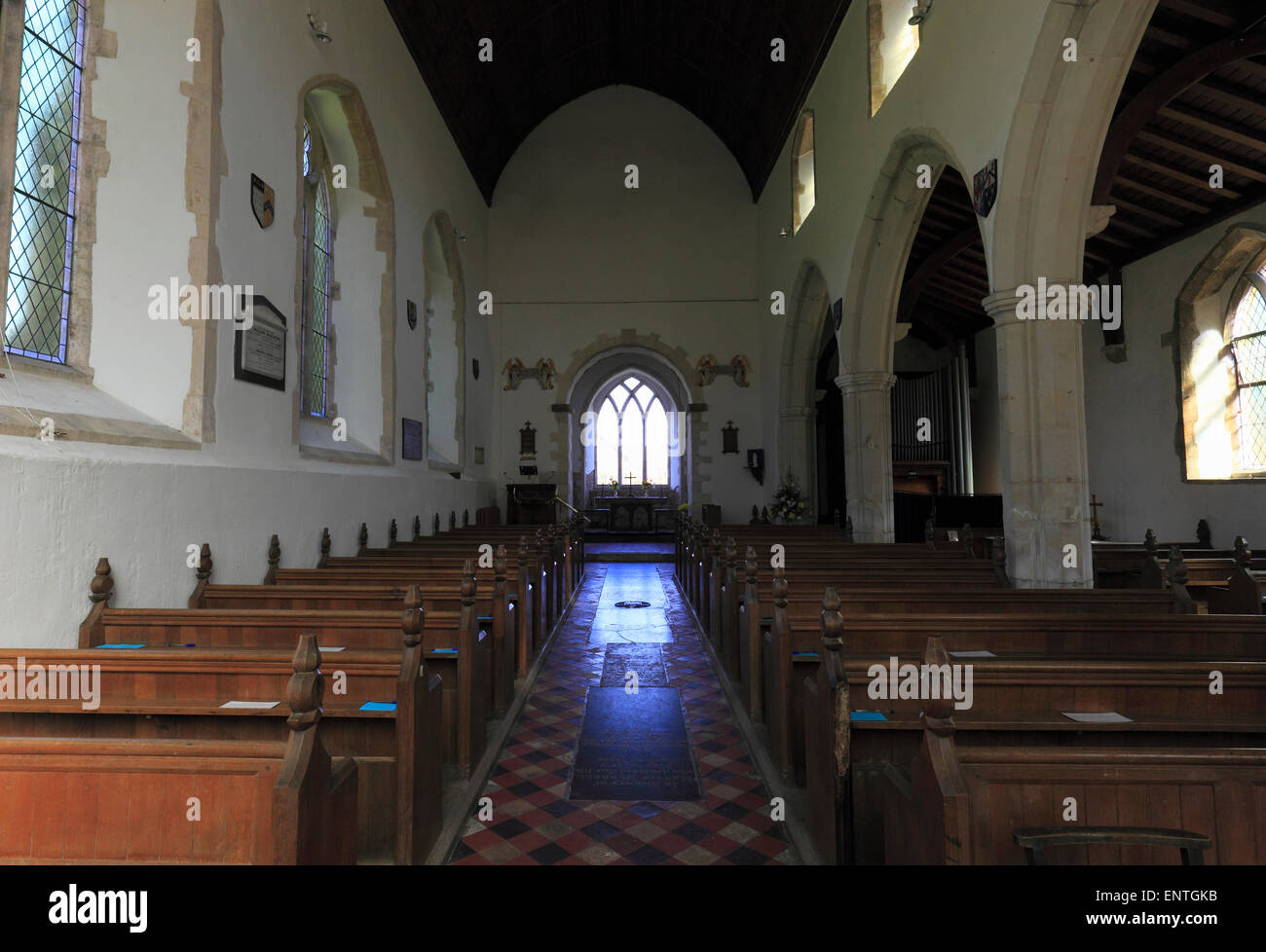 L'église Sainte Marie de l'intérieur Flitcham, Norfolk, Angleterre, Royaume-Uni. Banque D'Images