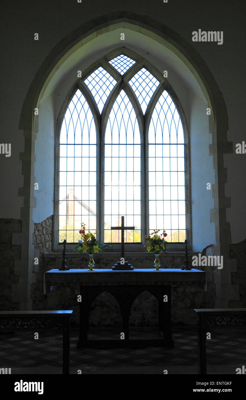 L'église Sainte Marie de l'intérieur Flitcham, Norfolk, Angleterre, Royaume-Uni. Banque D'Images