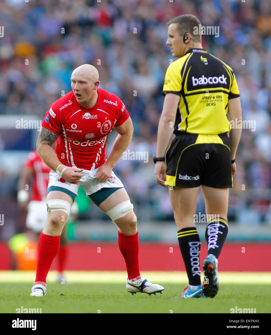 London, England - 09 MAI : au cours de la Babcock Trophy match de rugby entre l'Armée britannique et la Royal Navy a joué dans le stade de Twickenham, le 09 mai 2015 à Twickenham, en Angleterre. (Photo de Mitchell Gunn/ESPA) *** légende locale *** Banque D'Images