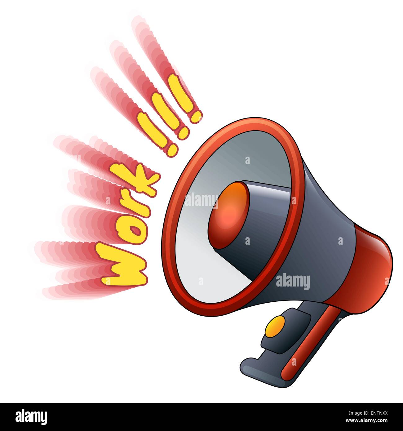 Vector illustration humoristique de megaphone icon et crier le mot travailler Illustration de Vecteur