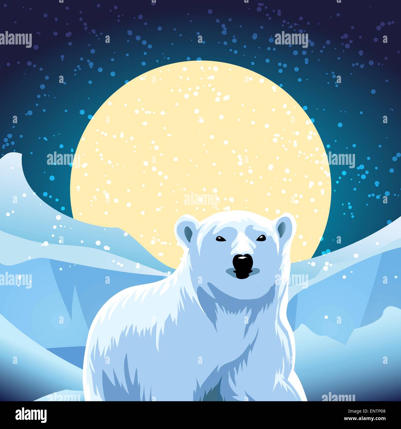 Vector illustration du désert de glace contre l'ours polaire Illustration de Vecteur