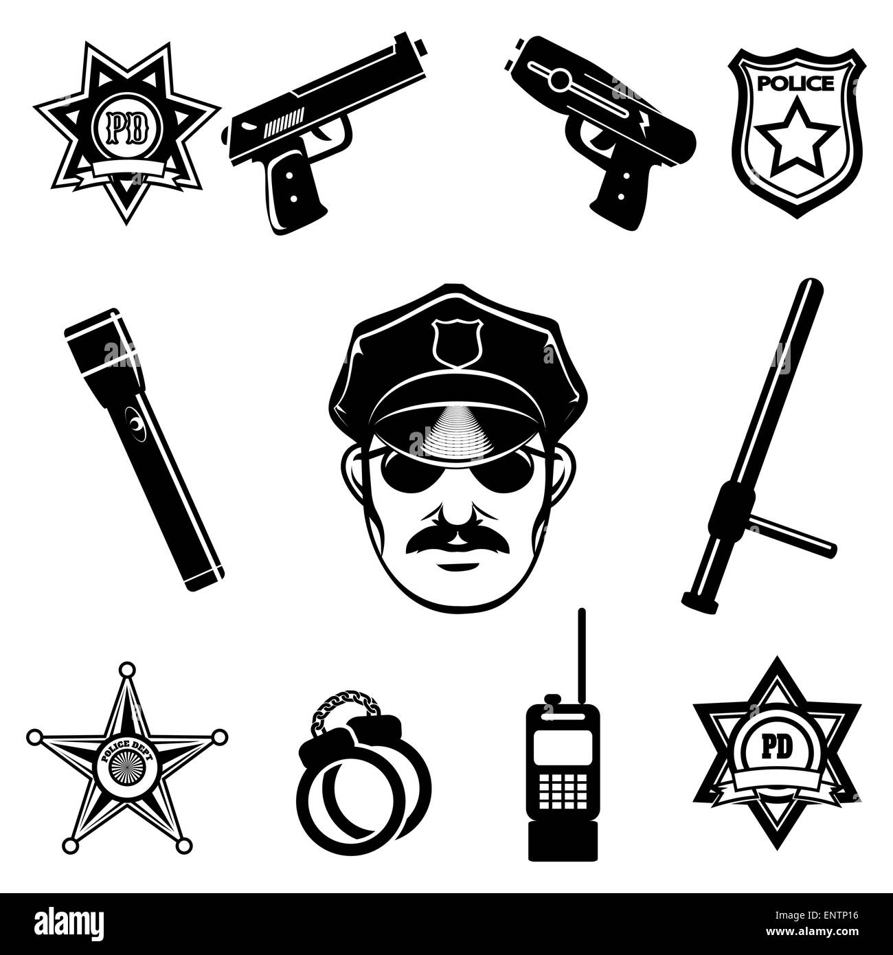 L'icône de police. Isolé sur fond blanc. Seulement libre police utilisée. Illustration de Vecteur