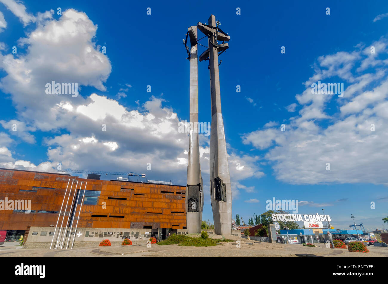 La place de la solidarité Monument aux Morts Les travailleurs des chantiers navals de Gdansk Pologne 1970 Banque D'Images