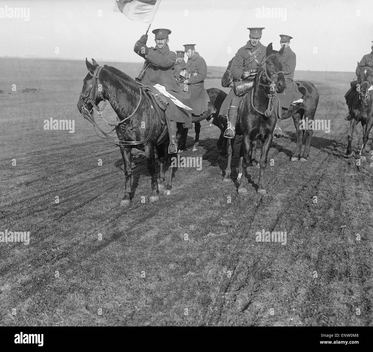 Un groupe de Canadiens signalant en première ligne sur le front de l'Ouest. Vers 1915 Banque D'Images