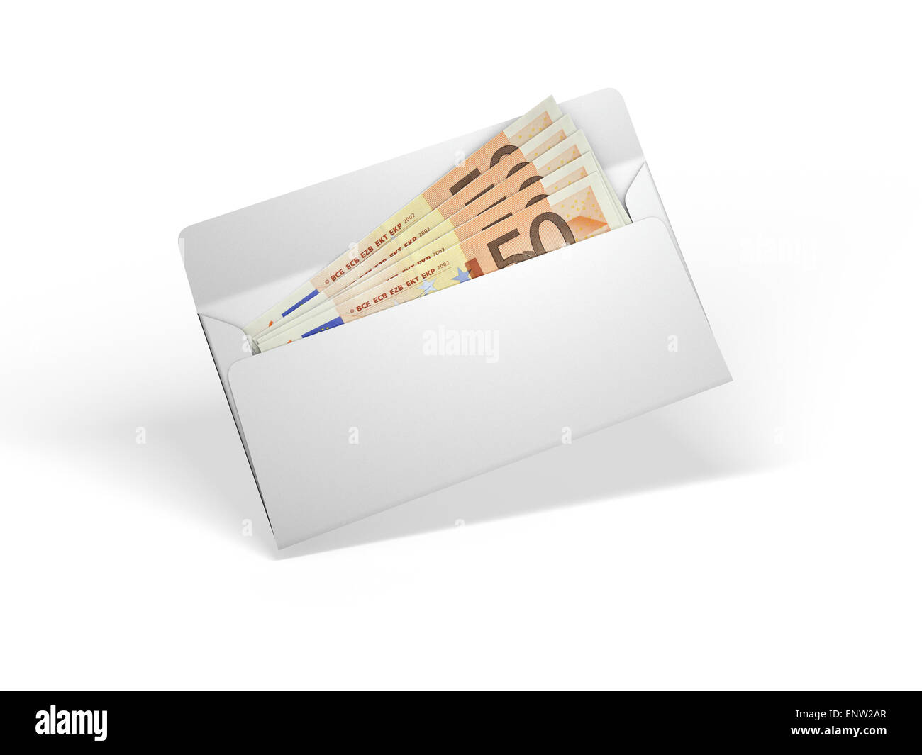 Pot-de-argent dans une enveloppe isolé sur fond blanc Banque D'Images