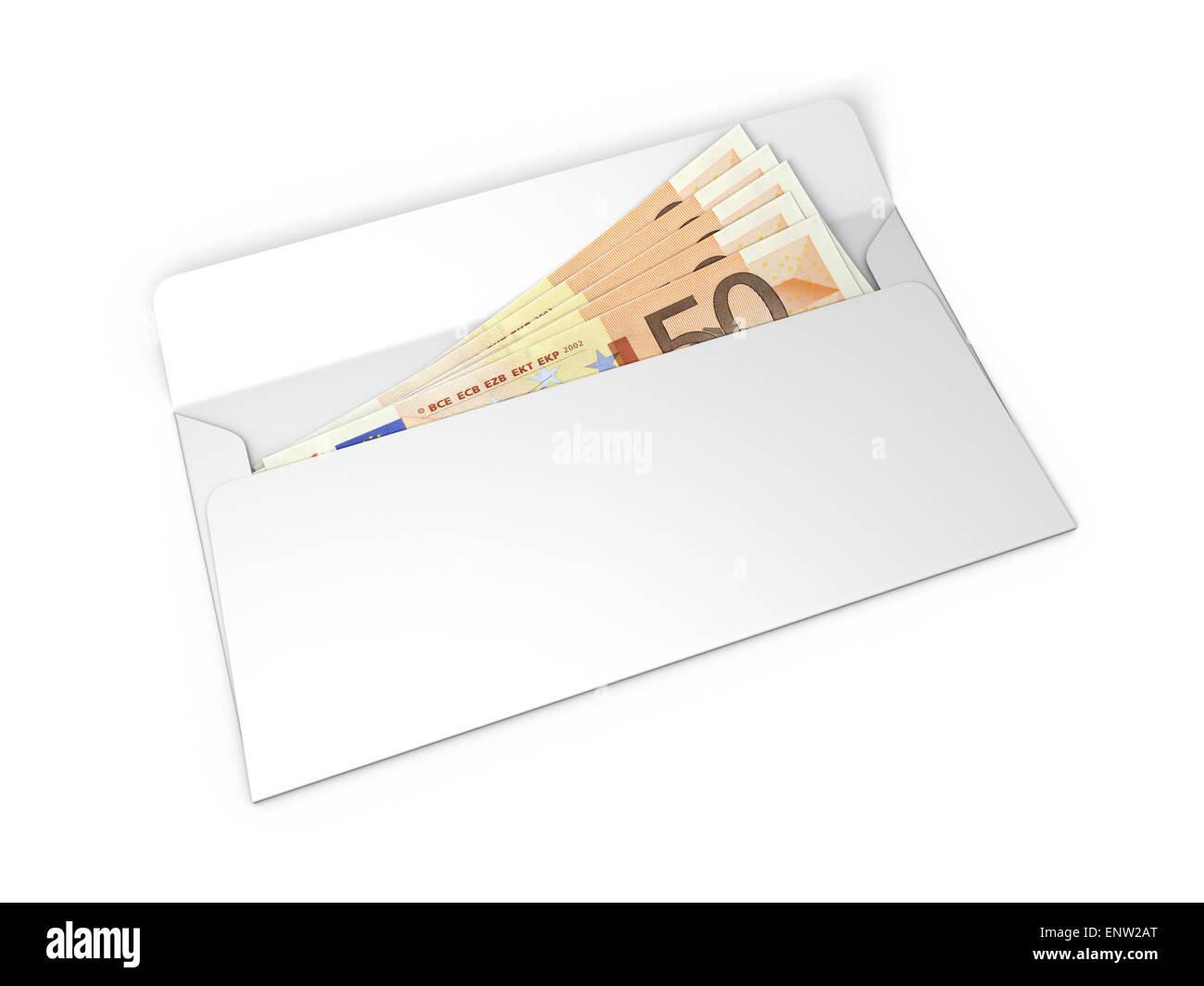 Pot-de-argent dans une enveloppe isolé sur fond blanc Banque D'Images