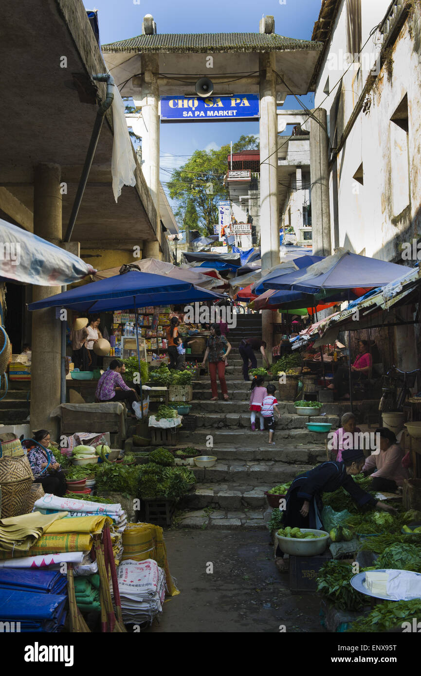 Marché - Sa Pa, Vietnam Banque D'Images