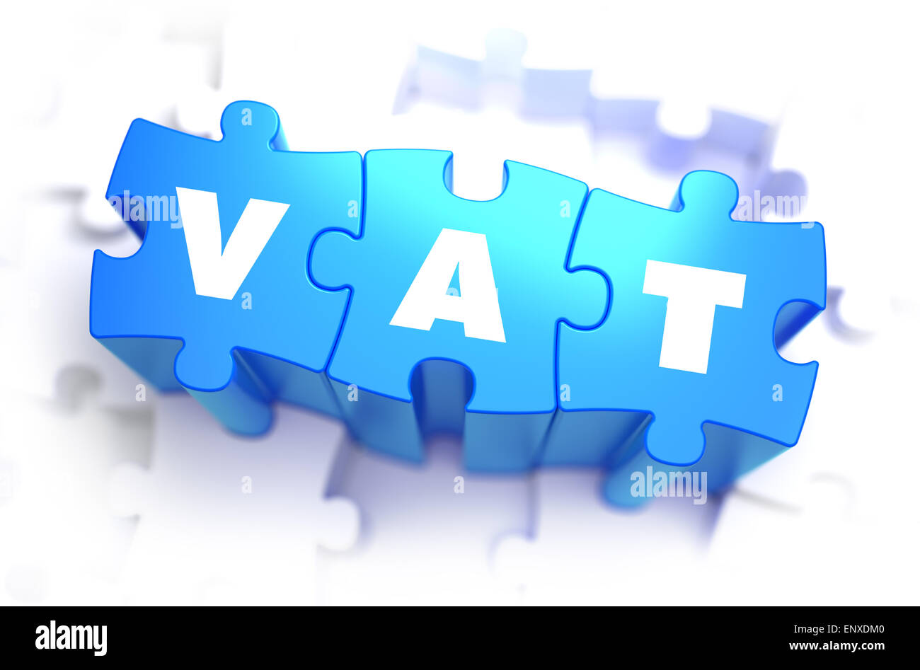 Tva - Mot Blanc sur bleu puzzles. Banque D'Images