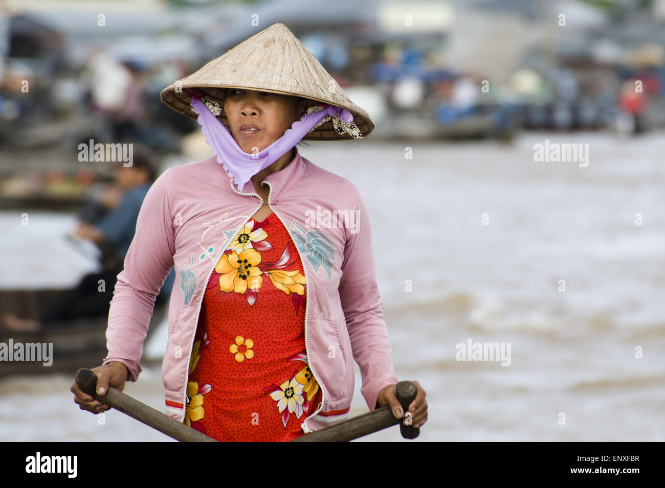 Marché de natation - Mekong, Vietnam Banque D'Images