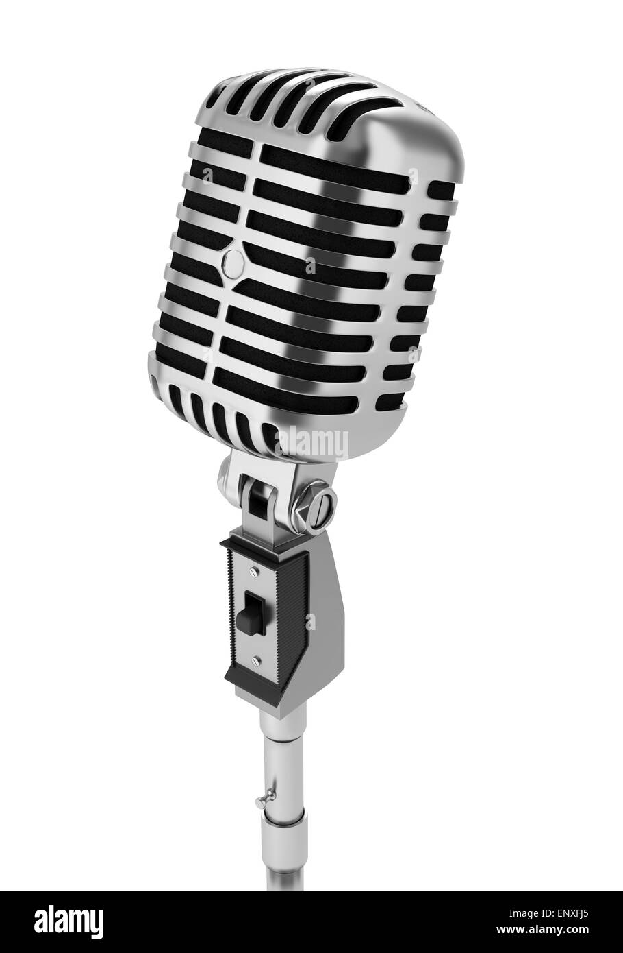 Microphone vintage isolé sur fond noir Banque D'Images