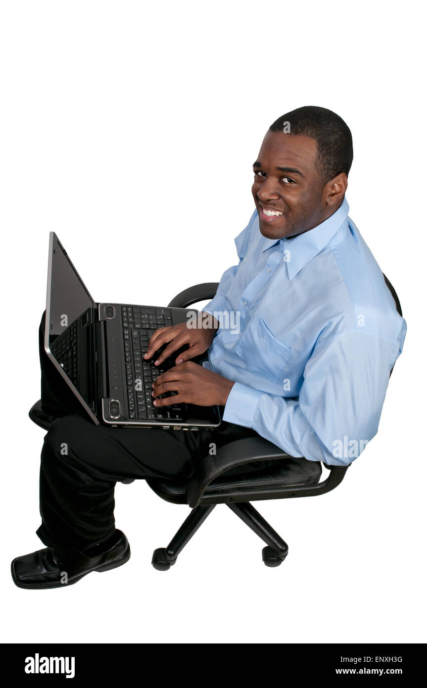 Man Using Computer Banque D'Images