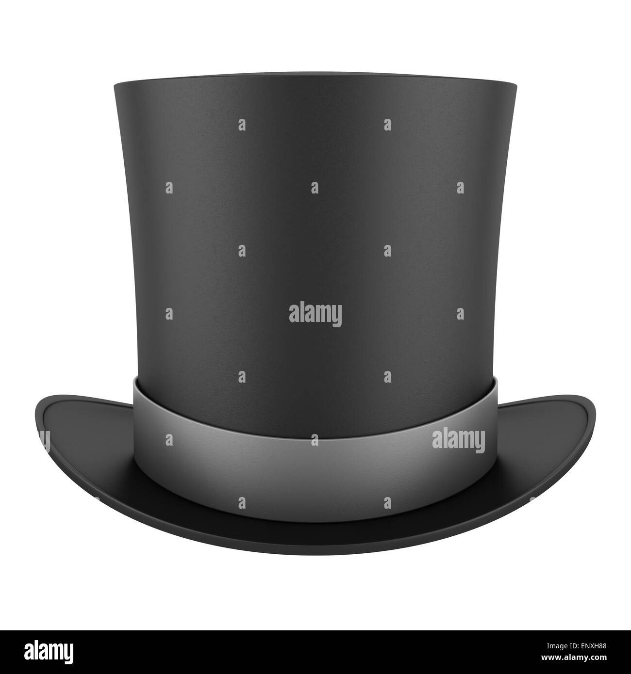 Top Hat noir avec bande grise isolated on white Banque D'Images