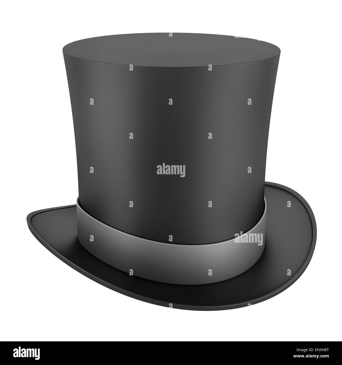 Top Hat noir avec bande grise isolated on white Banque D'Images