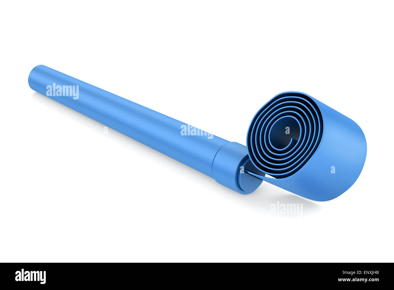 Sifflet parti bleu isolé sur fond blanc Banque D'Images