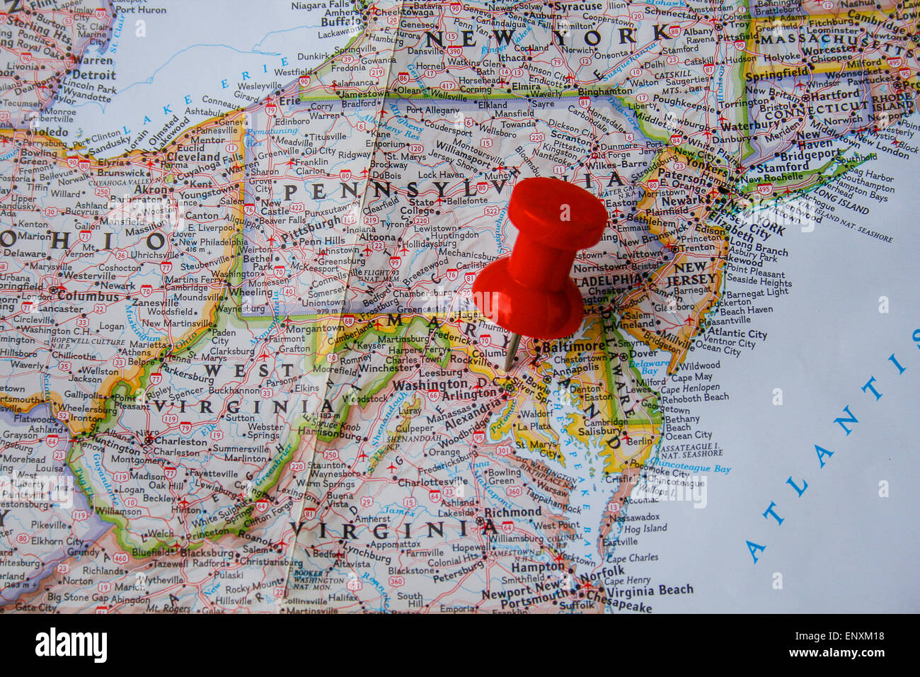 Broche Rouge Sur La Carte De Pointage A Washington Dc Usa Photo Stock Alamy