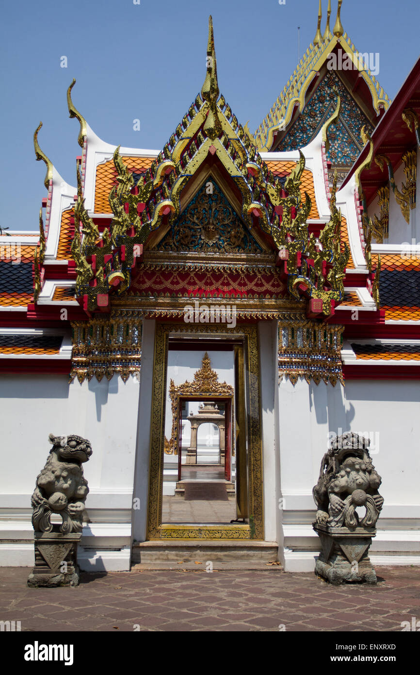 Wat Pho et Bouddha couché, Bangkok, Thaïlande Banque D'Images