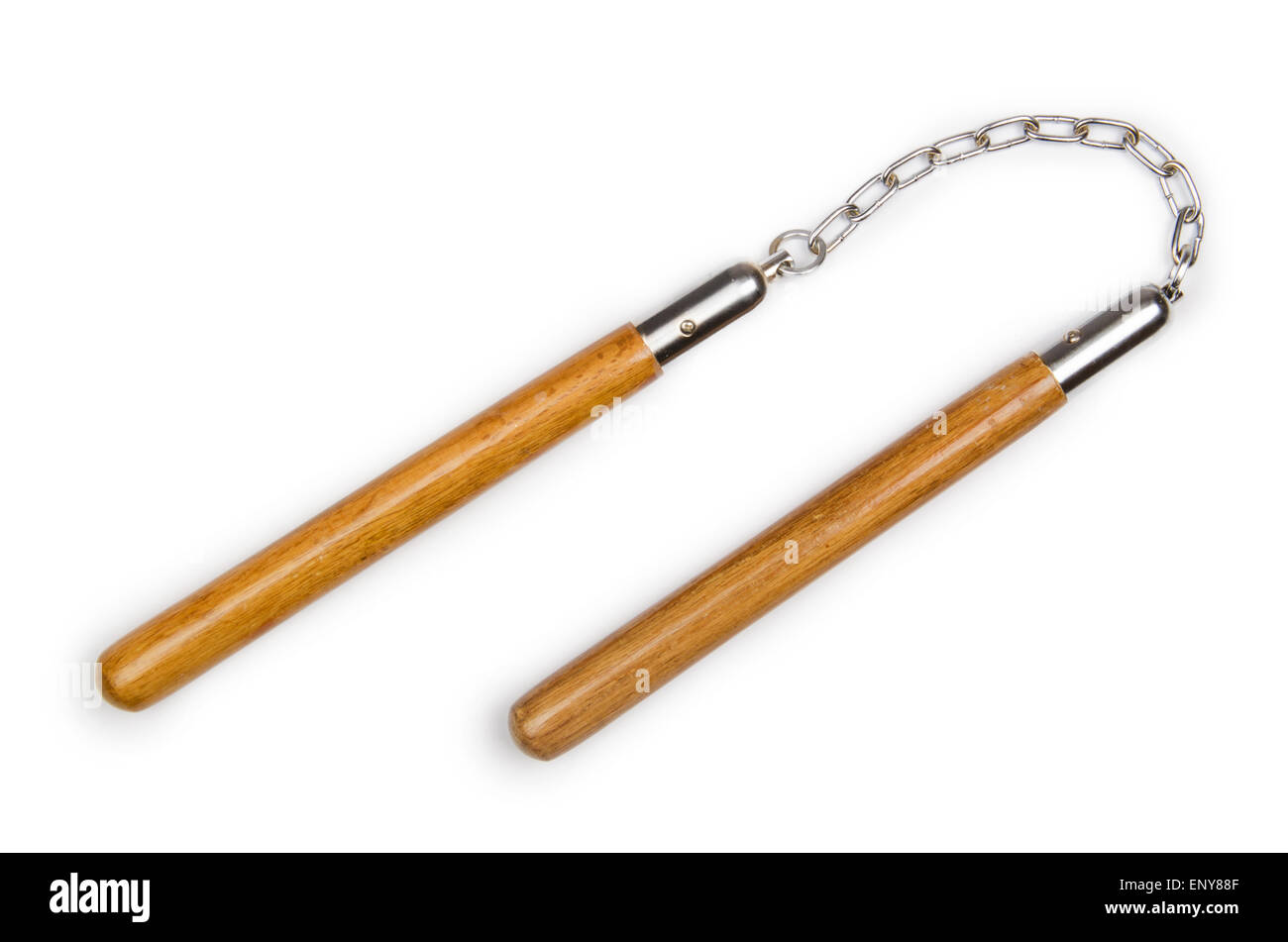 Arts martiaux nunchaku arme isolated on white Banque D'Images