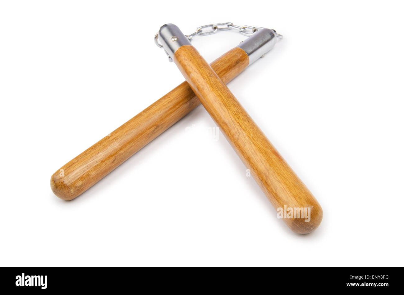 Arts martiaux nunchaku arme isolated on white Banque D'Images