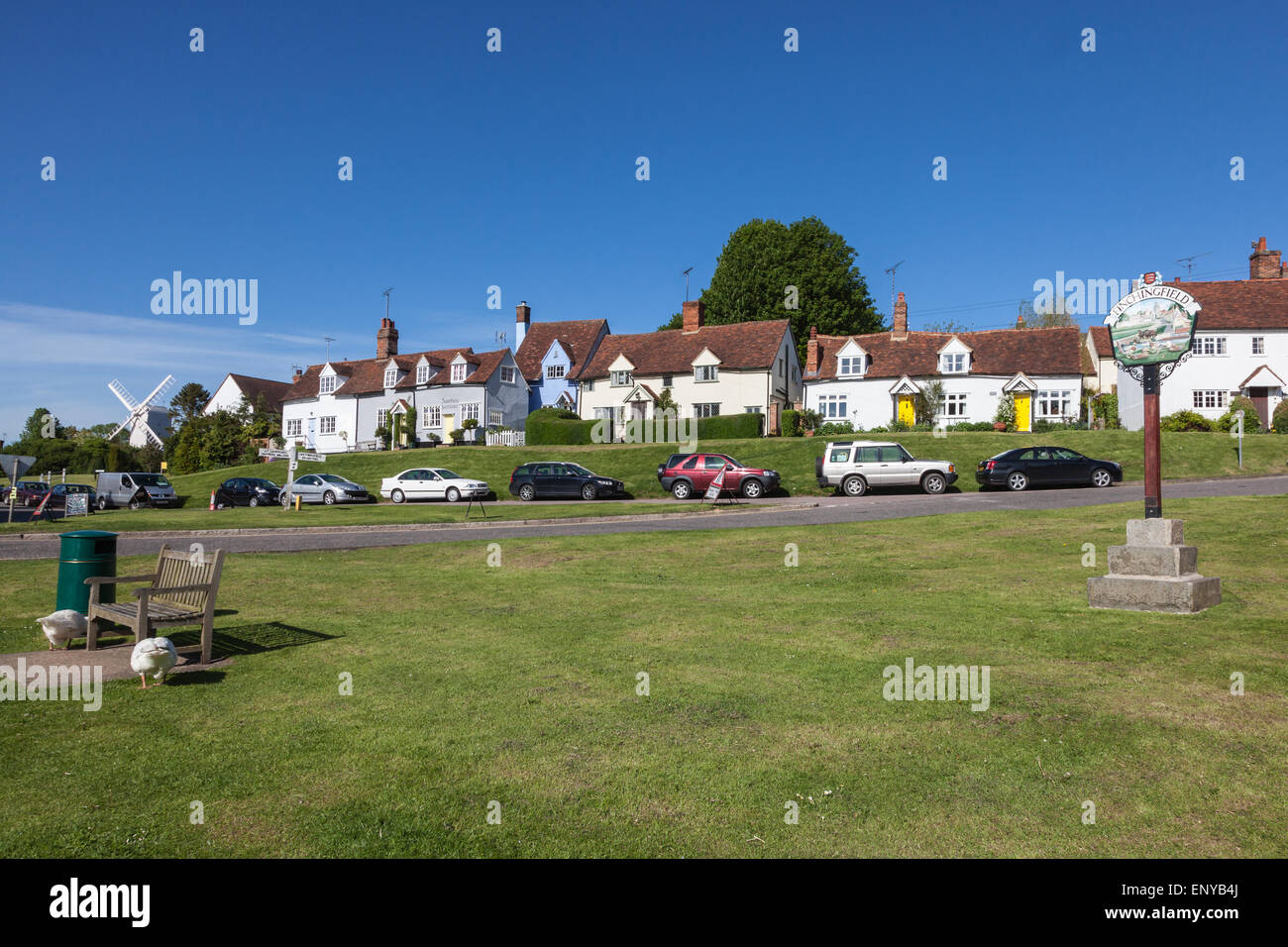 Le village vert Finchingfield, Essex, Angleterre, RU Banque D'Images