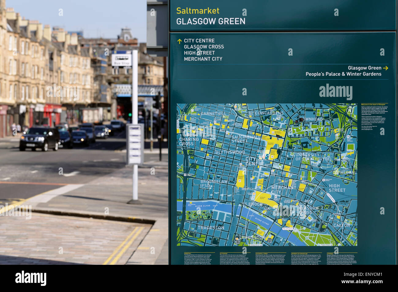 A Glasgow public Street Map on Saltmarket at Glasgow Green dans le centre-ville, Écosse, Royaume-Uni Banque D'Images