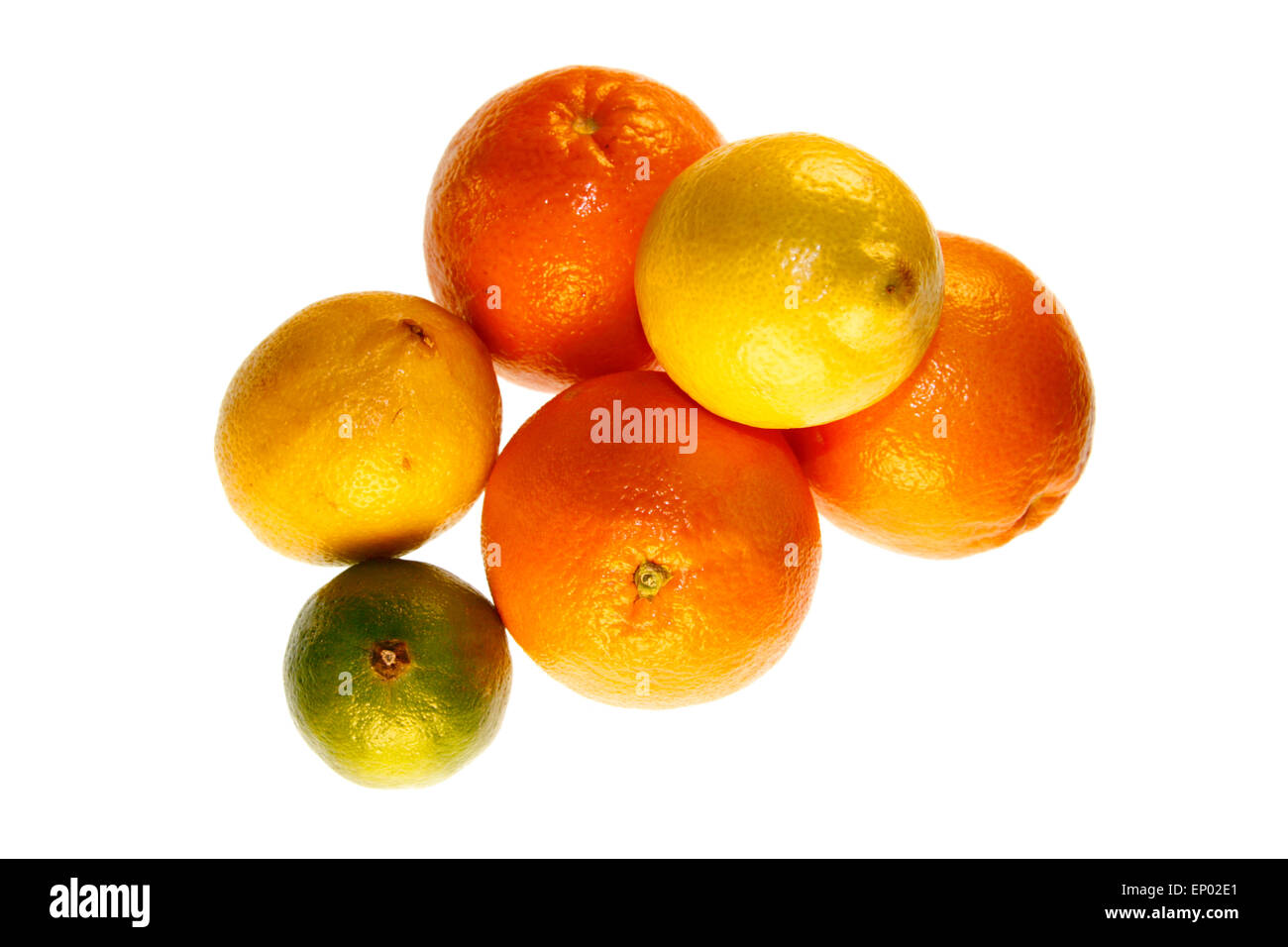 Suedfruechte : Zitrone, mandarine, clémentine, Orange, Limone - Symbolbild Nahrungsmittel. Banque D'Images