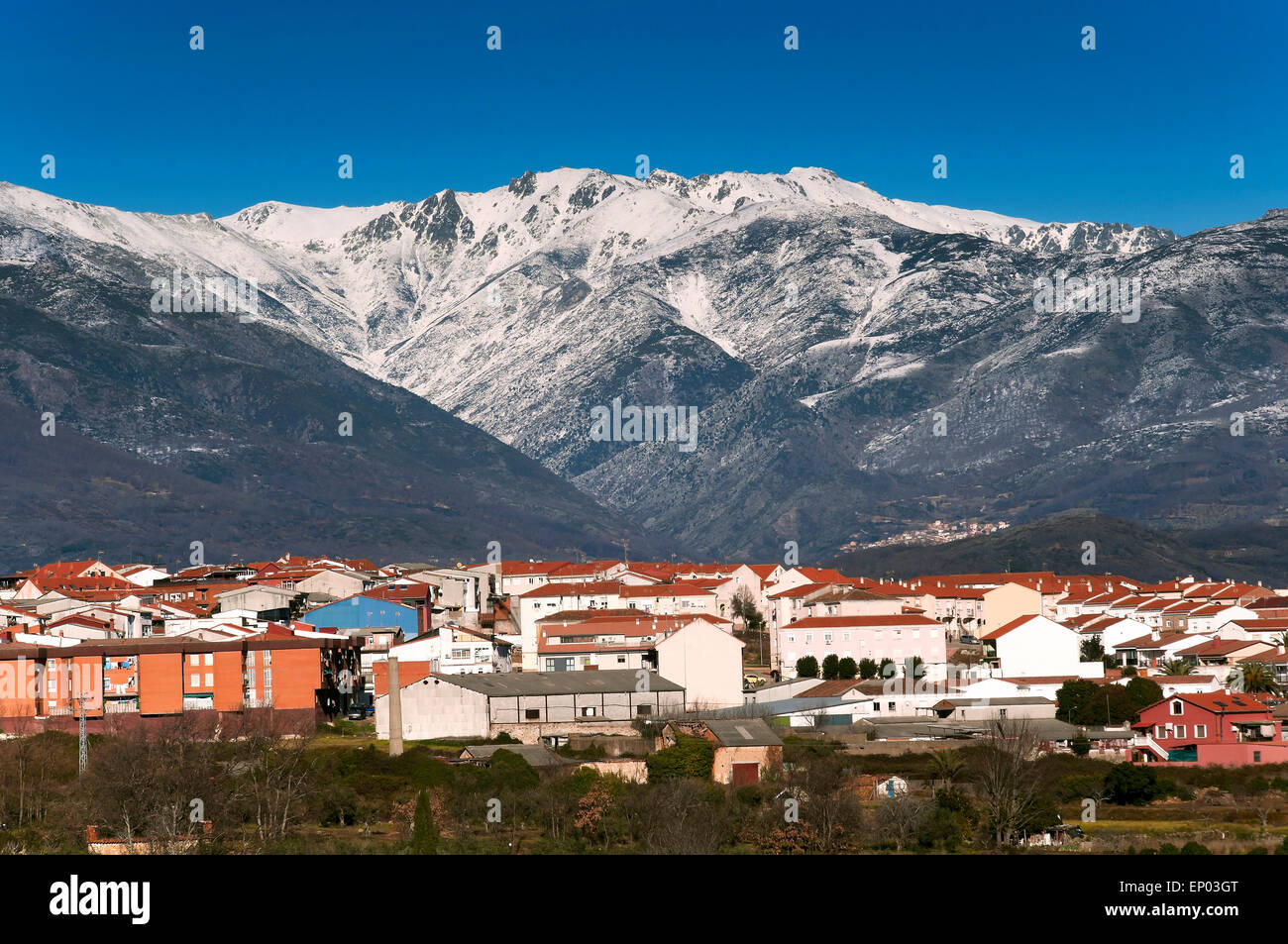 La Sierra de Gredos, neigeux, Jaraiz de la Vera, Cáceres, Extremadura, Espagne, Europe Banque D'Images