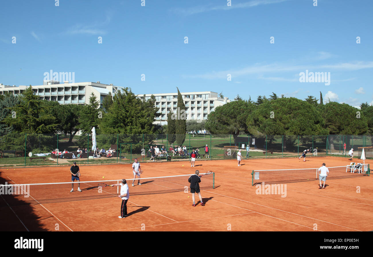Camp de tennis à Novigrad, Croatie, Banque D'Images