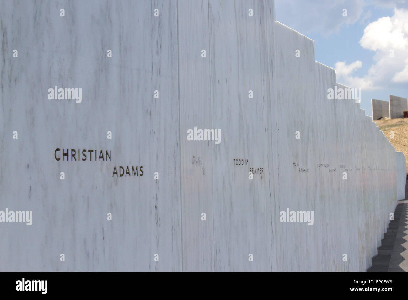 Le comté de Somerset, PA, Etats-Unis - 8 mai 2015 : Mur des noms au Mémorial National de vol 93 les visitors center et crash Banque D'Images