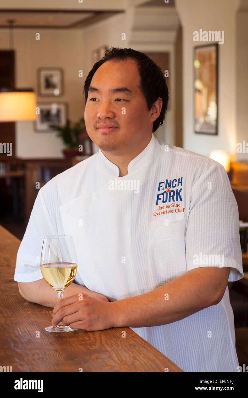 Portrait du chef James Siao, Finch & Restaurant La Fourche, Canary Hotel, Santa Barbara, Californie Banque D'Images