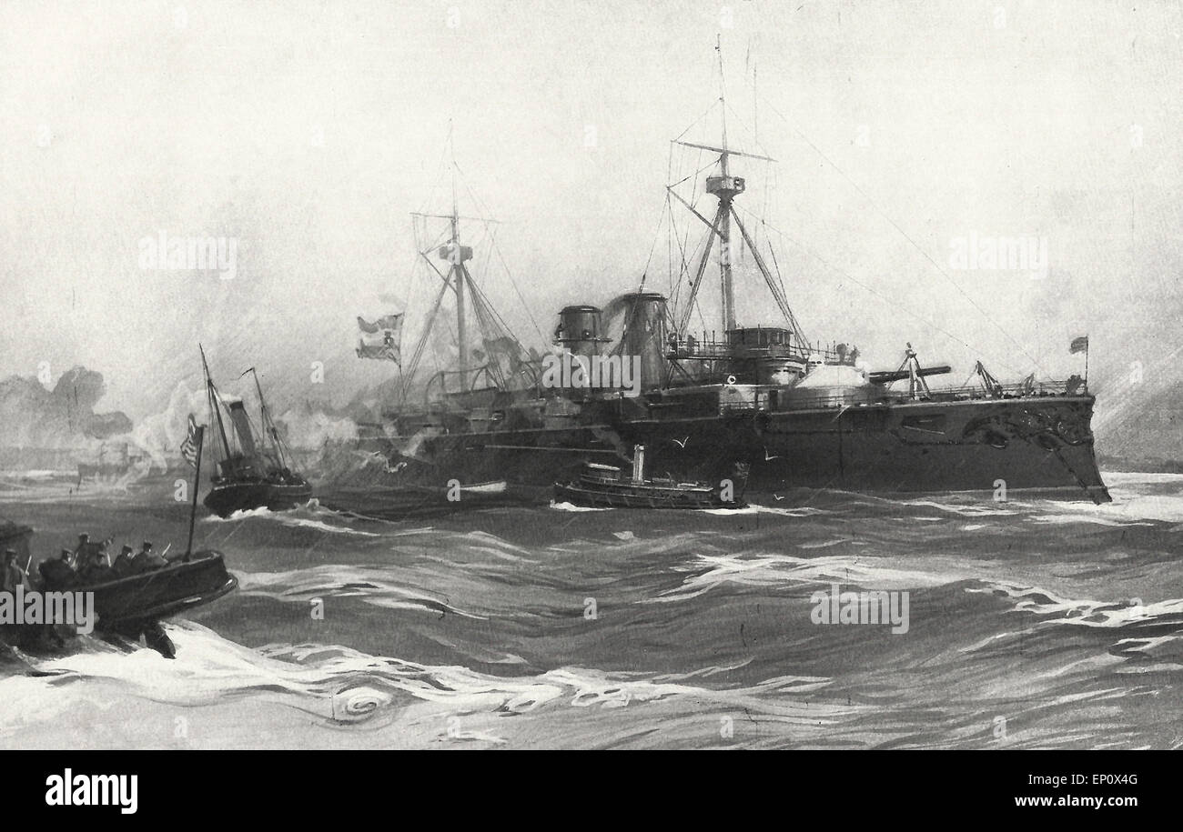 Le Cuirassé Espagnol Vizcaya à New York Harbour avant la guerre de l'Amérique Espagnole Banque D'Images