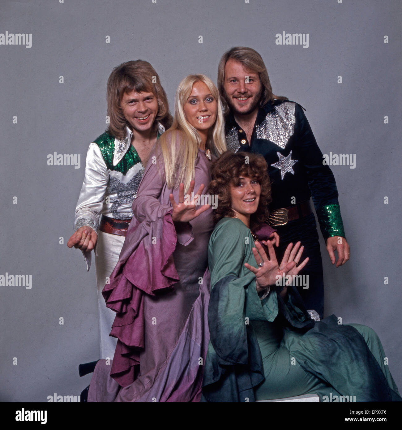 Popgruppe Studioaufnahme der schwedischen ABBA, Deutschland 1970 er Jahre. Portrait de groupe de pop suédois ABBA, l'Allemagne des années 1970. Banque D'Images