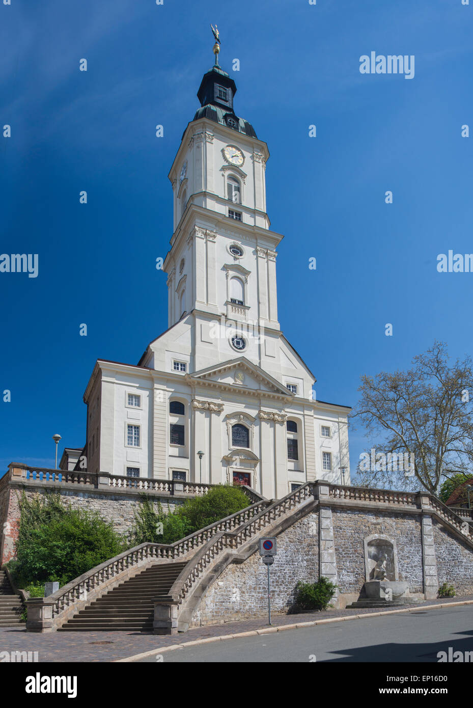 Salvator Church protestant sur Nicolaiberg, 1783 escalier de 1898, Gera, Thuringe, Allemagne Banque D'Images