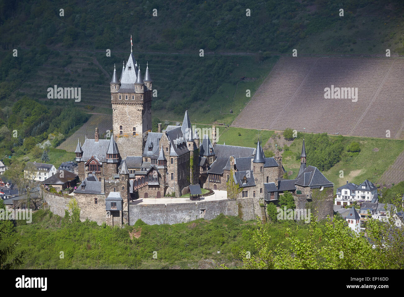 Château Reichsburg Cochem ou château de Cochem, Cochem, Rhénanie-Palatinat, Allemagne Banque D'Images