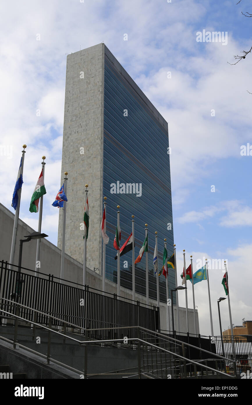 Siège de l'Organisation des Nations Unies. Bâtiment du Secrétariat. La ville de New York. United States. Banque D'Images