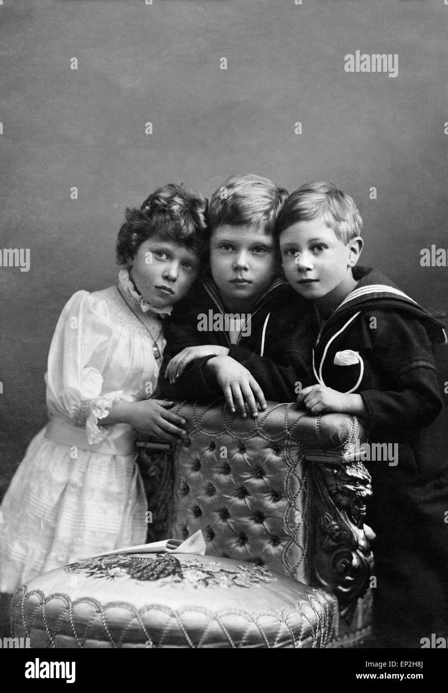 Prince de Galles avec le Prince Albert et de la princesse Marie de poser pour un portrait. Banque D'Images