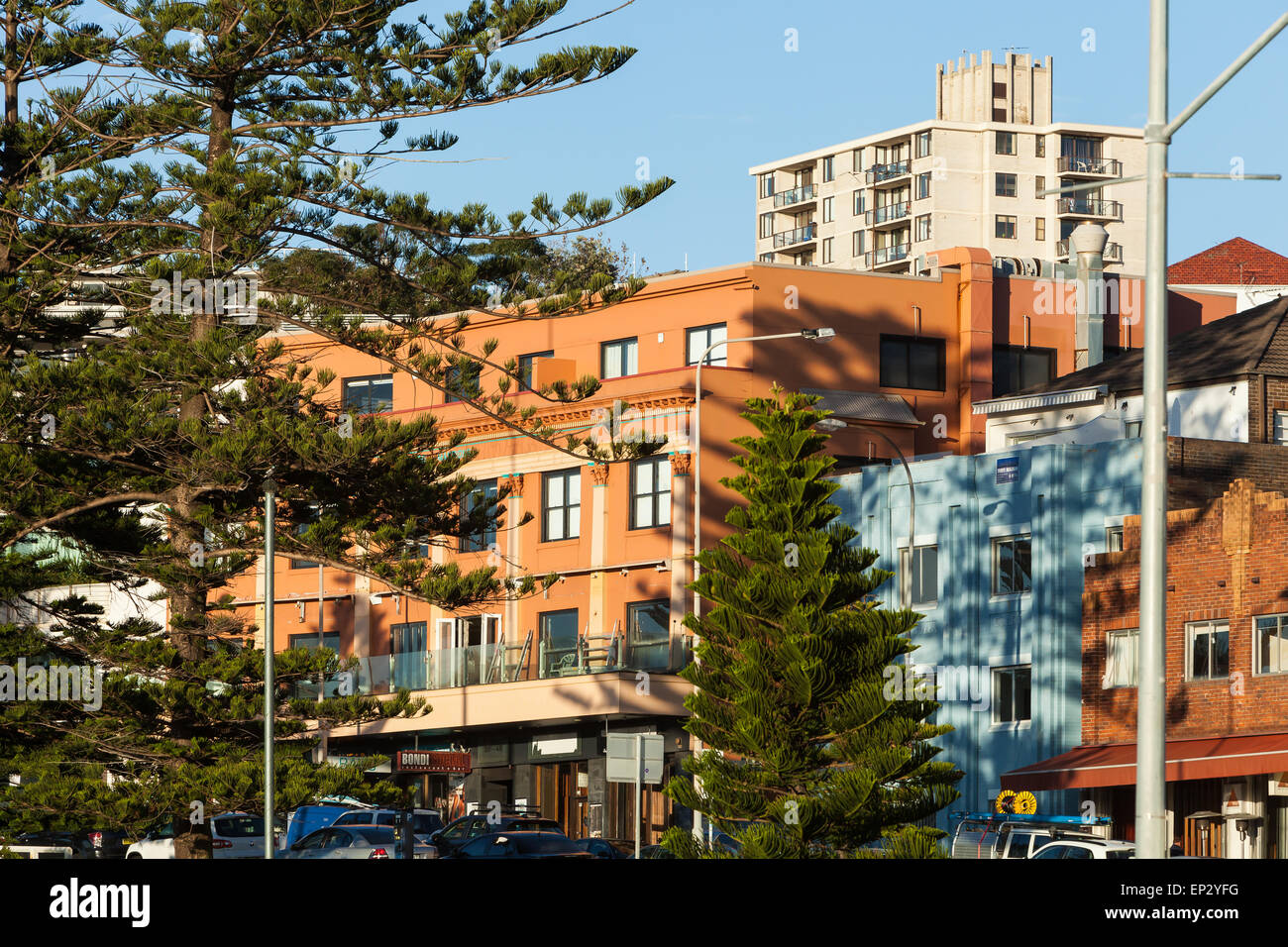 L'Art Déco Bondi Beach Apartments sur Campbell Parade,Sydney, Australie, le 13 mai 2015. Banque D'Images