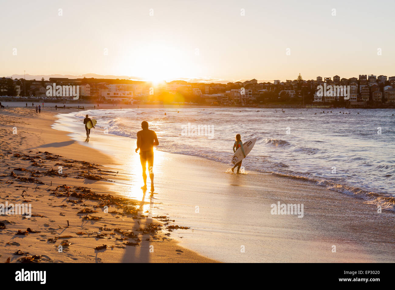 Lever du soleil d'automne sur la plage de Bondi, 13 mai 2015. Banque D'Images