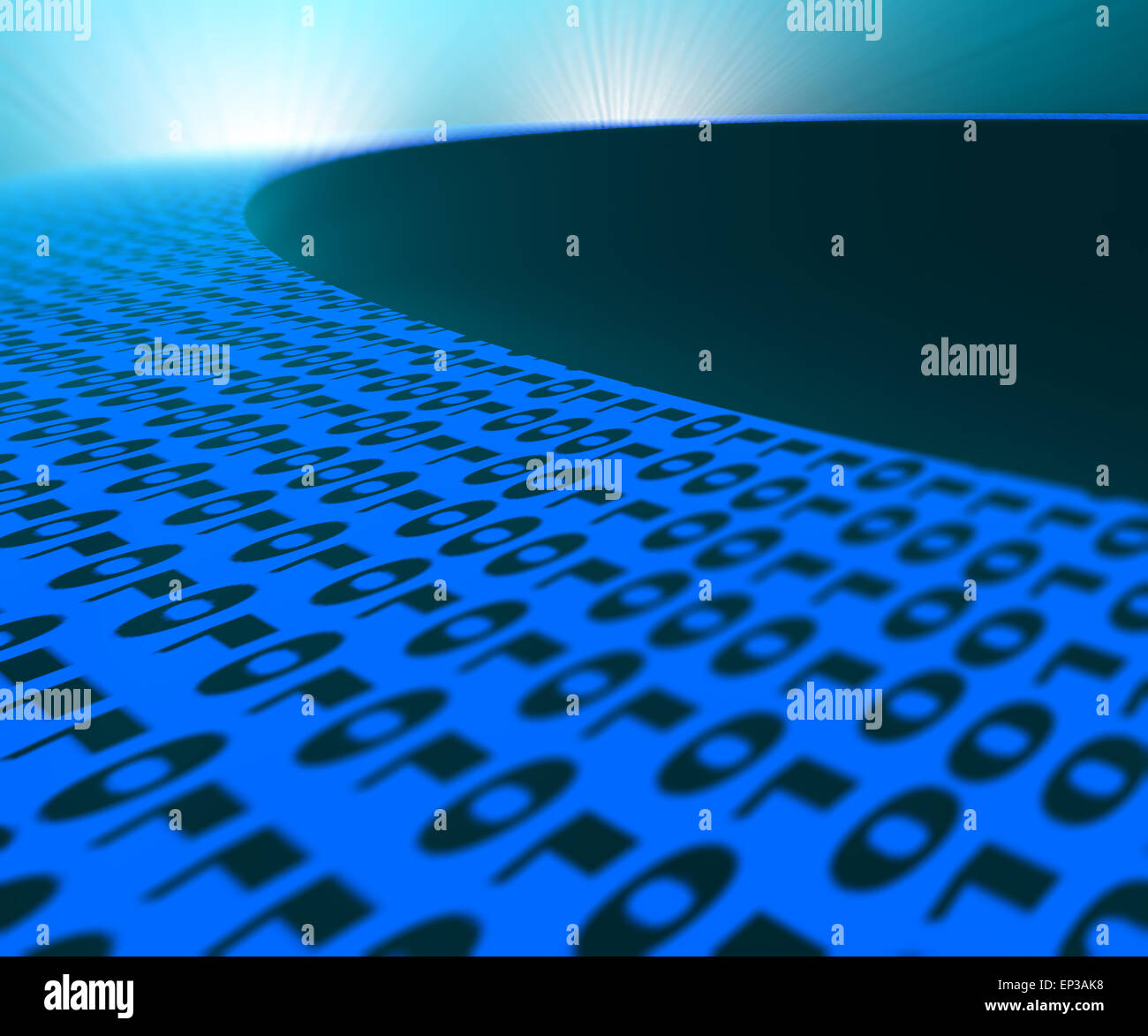 Code binaire moyen sur fond bleu Banque D'Images