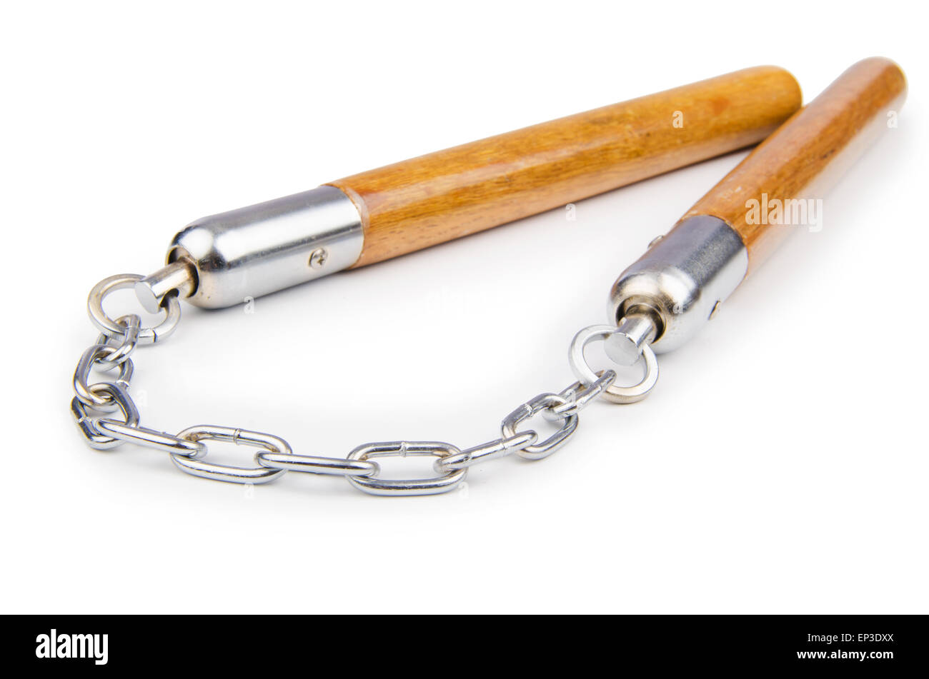 Arts martiaux nunchaku arme isolated on white Banque D'Images