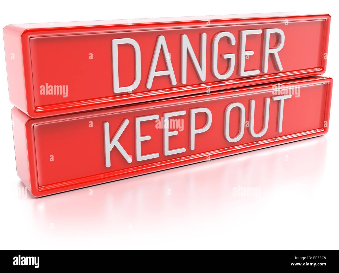 Garder hors de danger - bannières rouge avec texte - Isolé 3D Render Banque D'Images