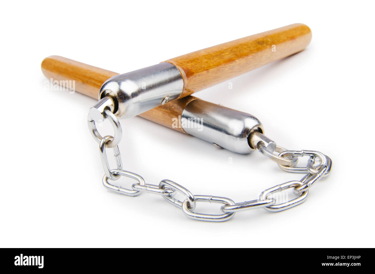 Arts martiaux nunchaku arme isolated on white Banque D'Images