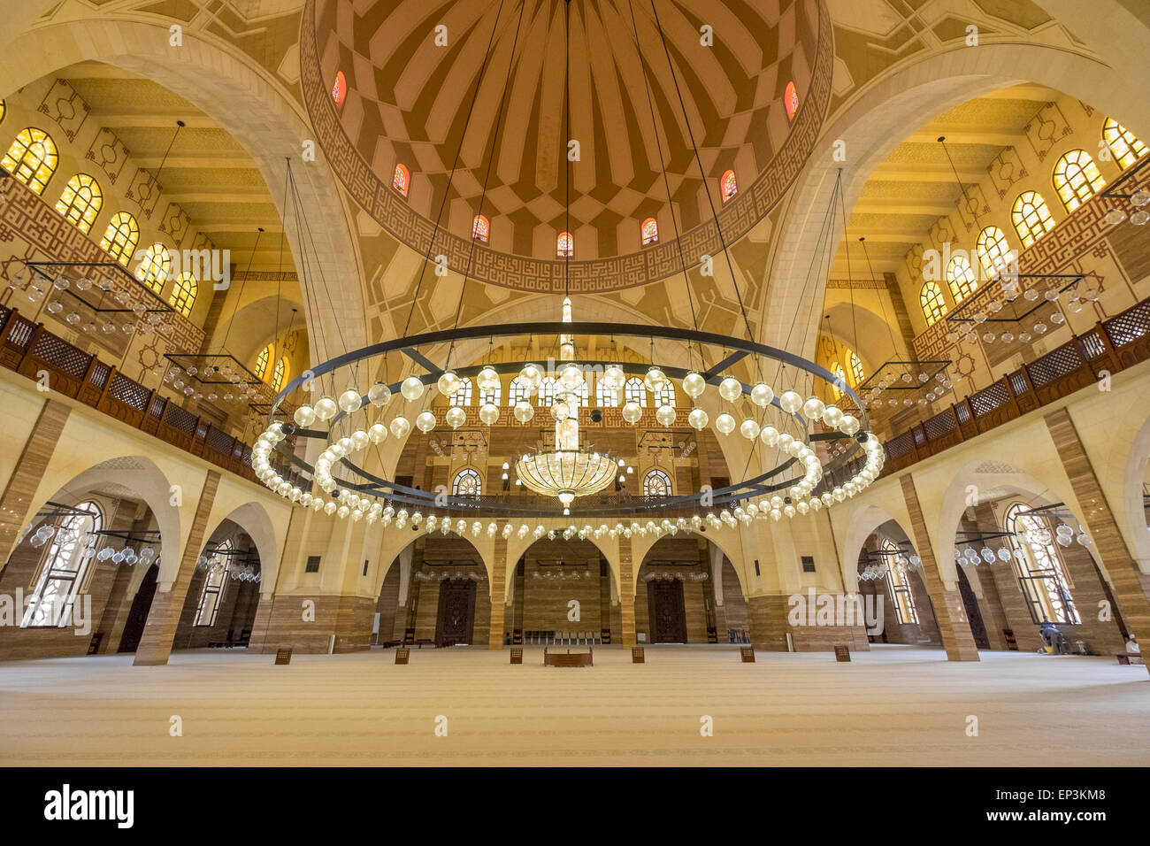 L'intérieur orné de Al Fateh Mosque in Royaume de Bahreïn Banque D'Images