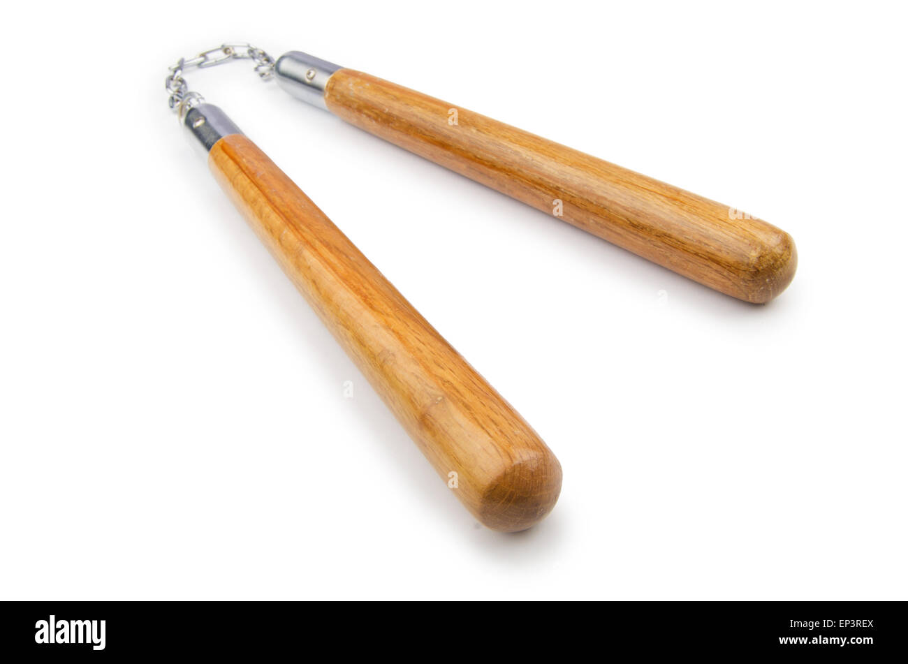 Arts martiaux nunchaku arme isolated on white Banque D'Images
