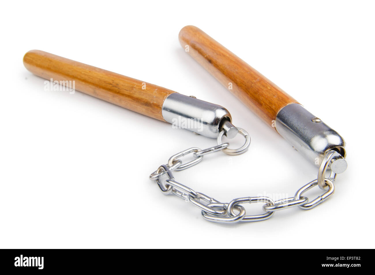 Arts martiaux nunchaku arme isolated on white Banque D'Images