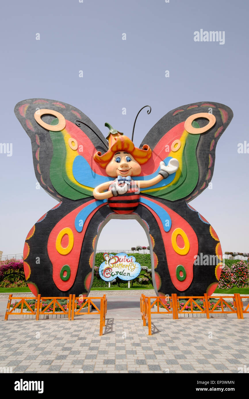 Entrée au Jardin des Papillons de Dubaï en Émirats Arabes Unis Banque D'Images
