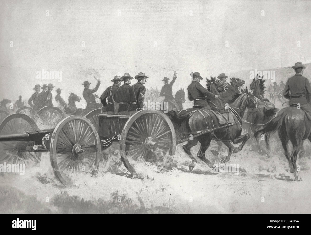 L'Artillerie légère - le matin - Forage Formation pour la guerre hispano-américaine, 1898 Banque D'Images