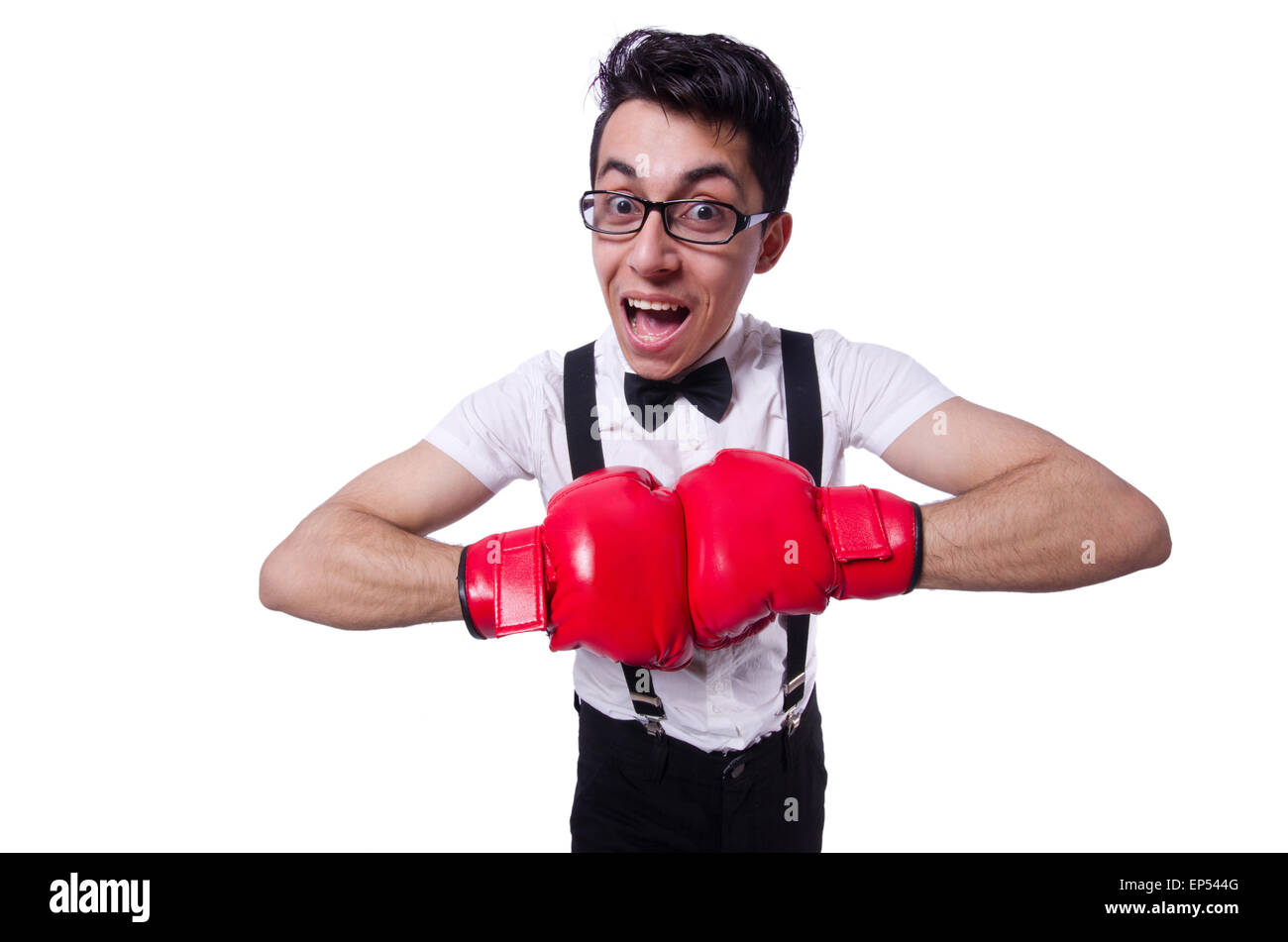 Funny boxer isolé sur fond blanc Banque D'Images