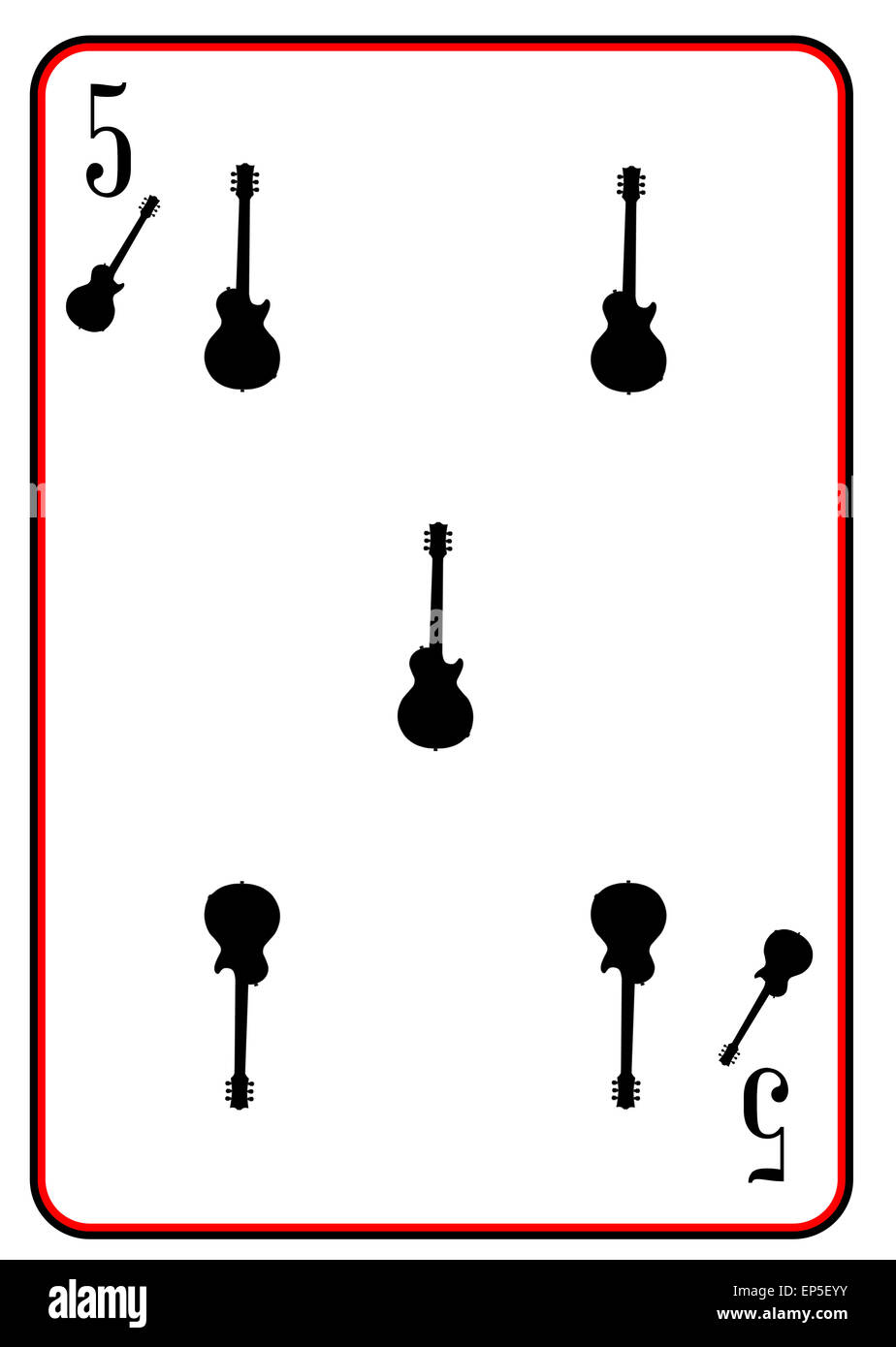 Une silhouette de guitare utilisés comme les cinq dans une carte à jouer ensemble Banque D'Images
